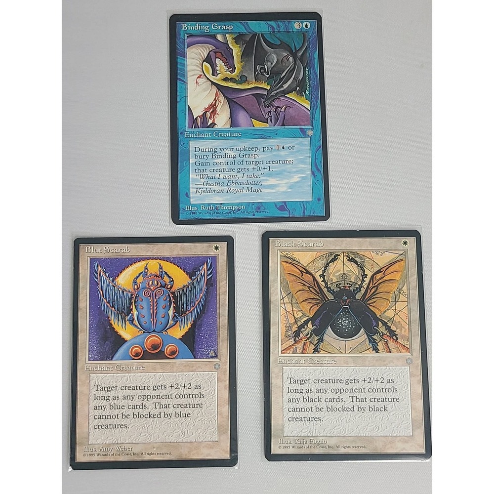 Ice Age Enchantment Lot Binding Grasp Blue Scarab Black Scarab 1995 Old Border‎